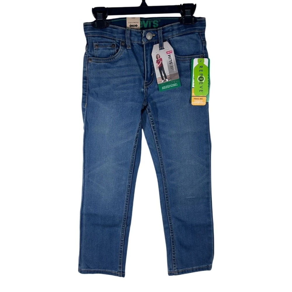 Levi's 511 Slim Fit Jeans Boys Sz‎ 6 Regular Adjustable Waistband Blue Denim NEW